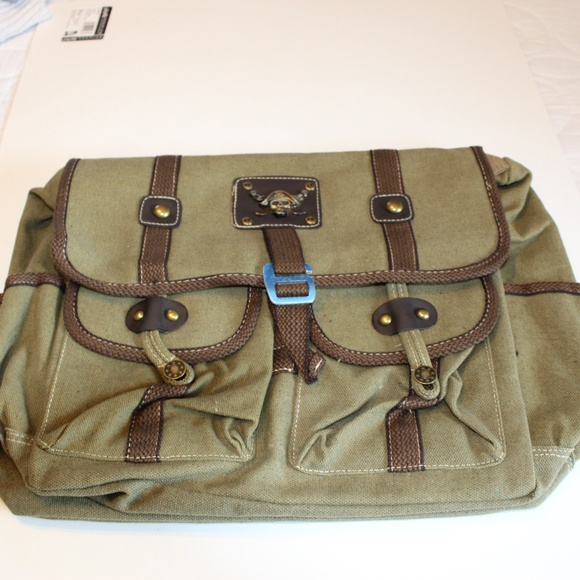 Unbranded Other - Military Inspired Green Canvas Laptop Bookbag New